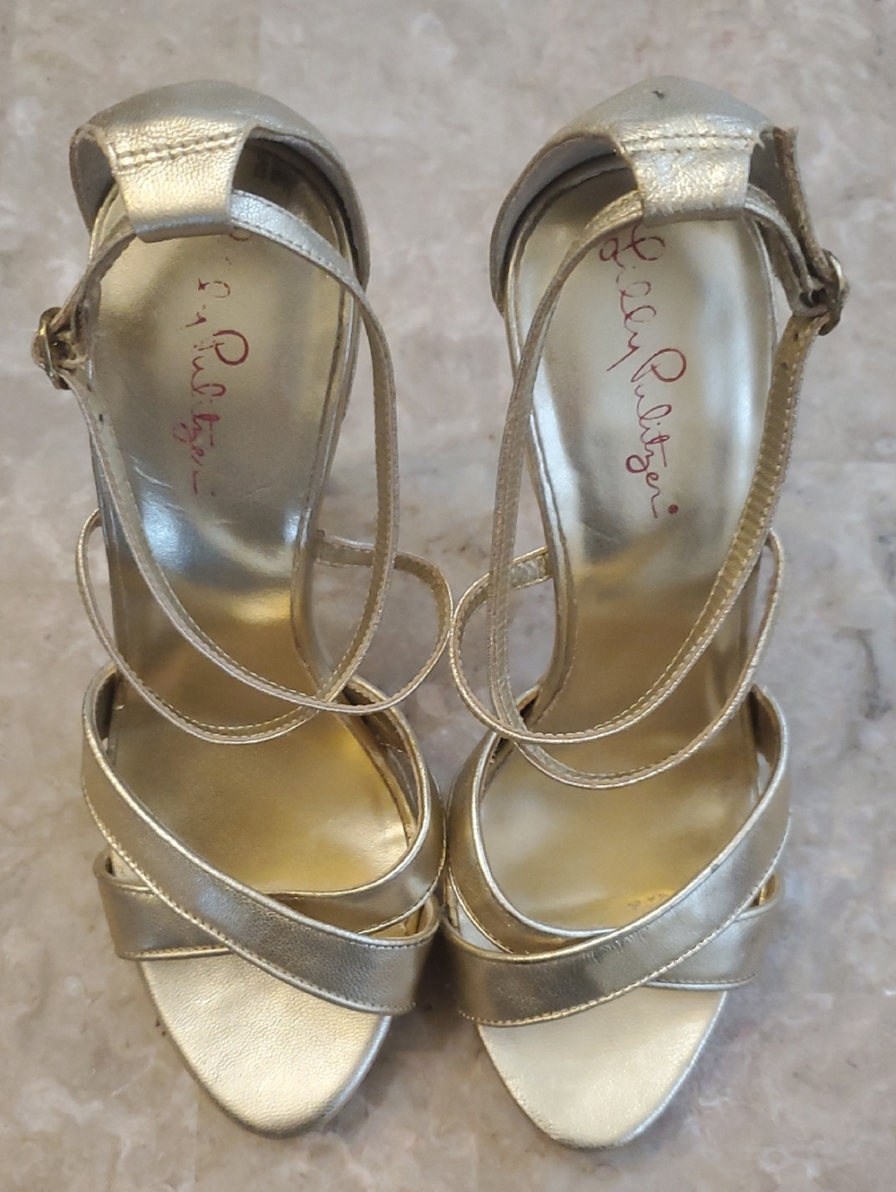 Lily Pulitzer Strappy Gold Sandals Size 7